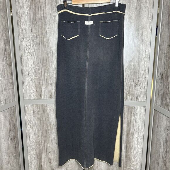 One Life To Live Maxi Skirt Straight Tube Side Slits Pull On Pockets Gray Size M - Picture 5 of 8